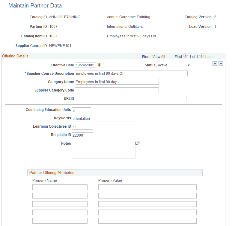 Maintain Partner Data page 1 of 2