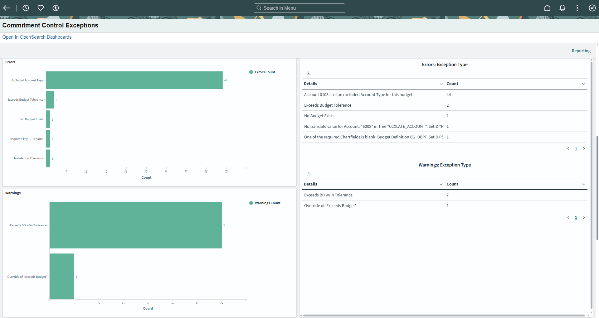 Commitment Control Exceptions (2 of 3)