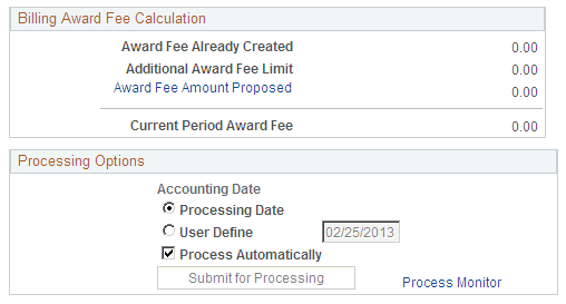 Billing Plan - Billing Fee Worksheet page (2 of 2) (award fee type)