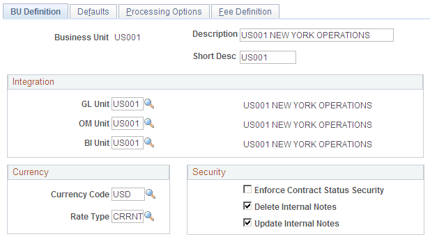 Contracts Definition - BU Definition page