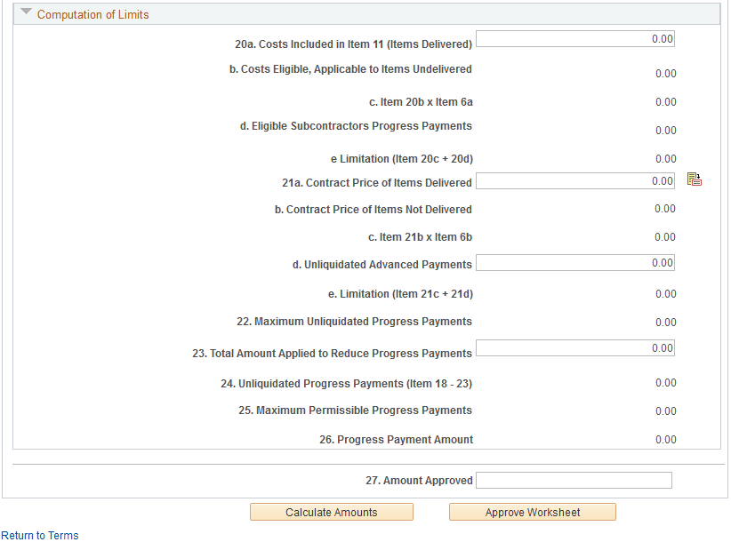 Progress Payment Worksheet page (3 of 3)