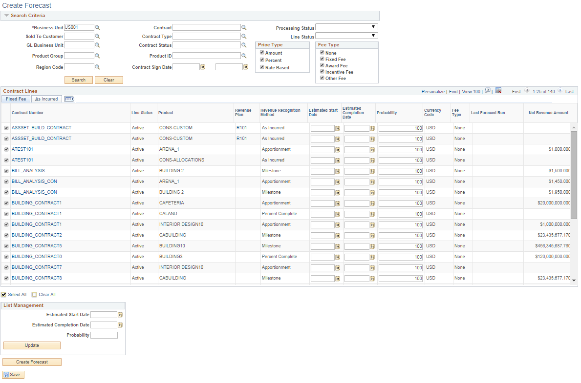 Create Forecast Page