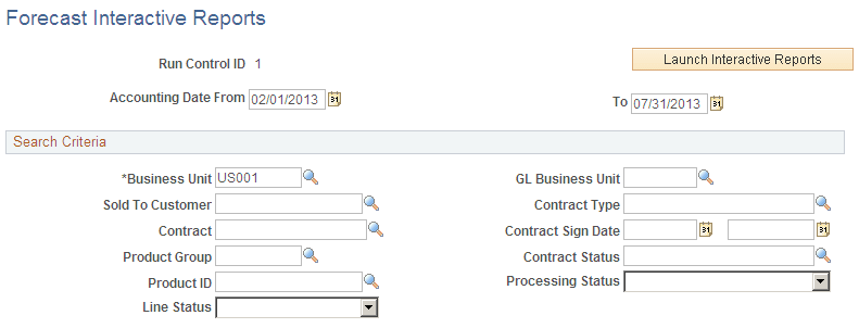 Forecast Interactive Reports page