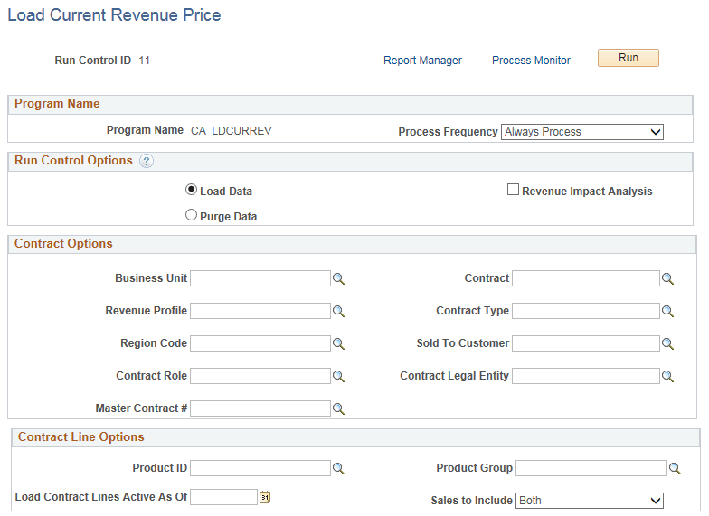 Load Current Revenue Price - Load Data Lines page