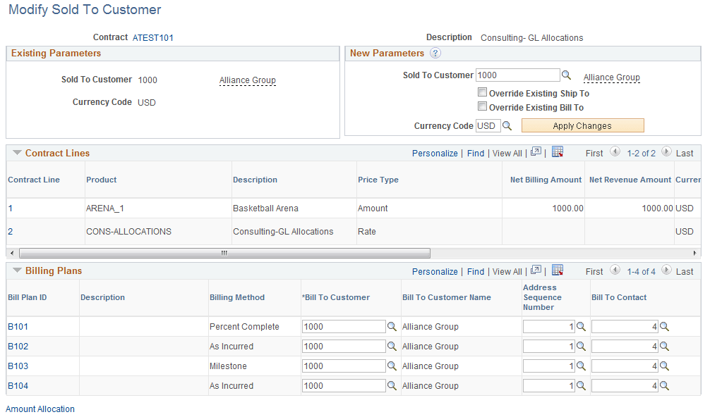 Modify Sold To Customer Page