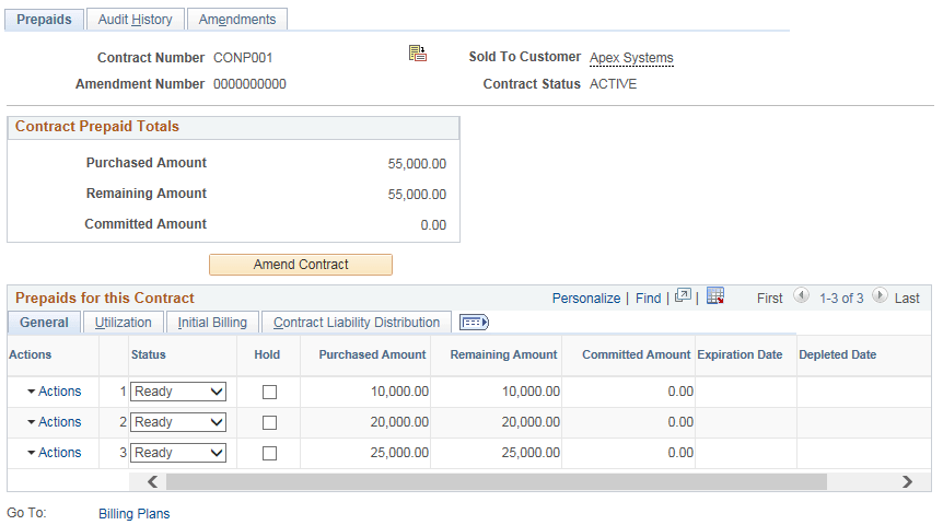 Prepaids page: General tab