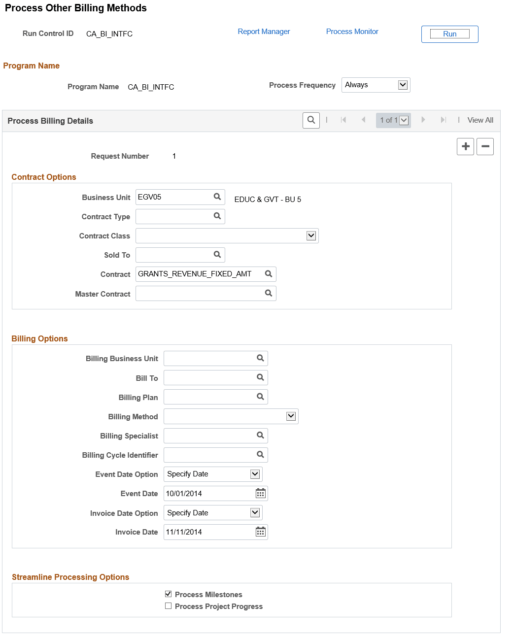 Process Other Billing Methods page