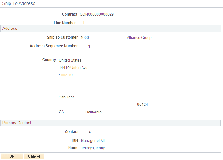 Ship To Address page