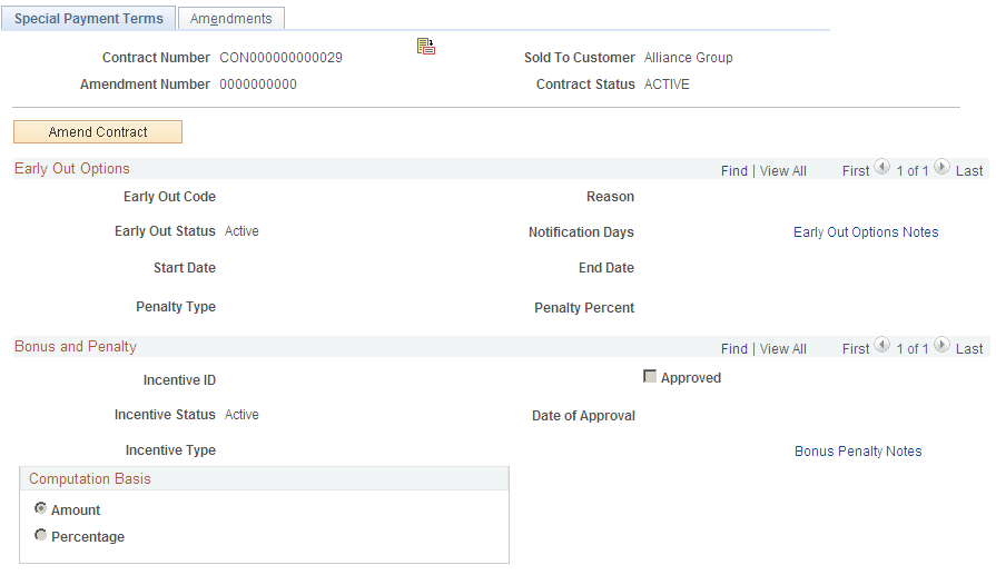 Special Payment Terms page