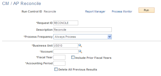 CM/AP Reconcile process page