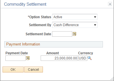 Commodity Settlement page