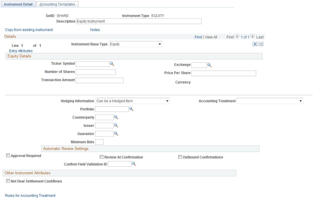 Instrument Detail page for an Equity