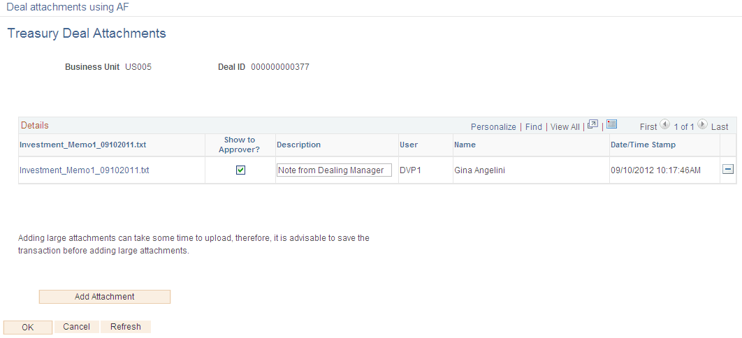 Treasury Deal Attachments page