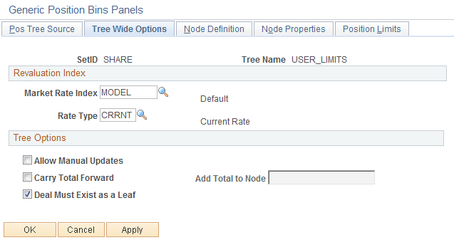Tree Wide Options page