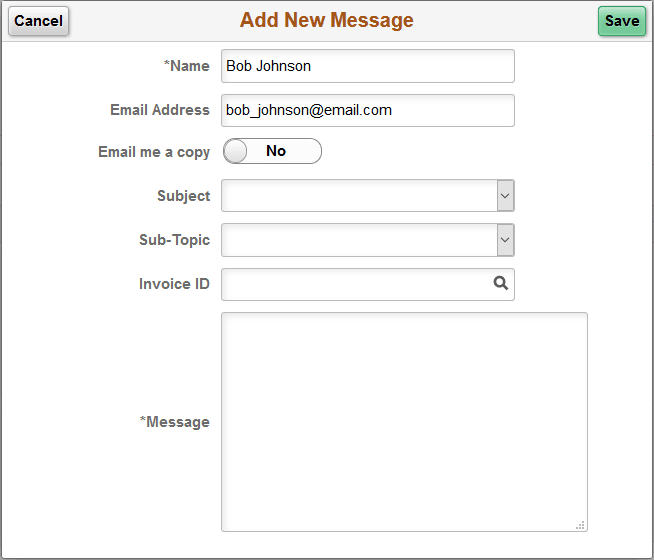 Add New Message page (LFF)
