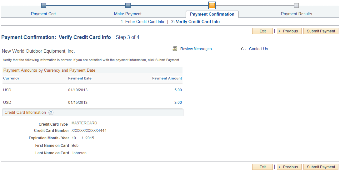 Payment Confirmation: Verify Credit Card Info - Step 3 of 4 (traditional model only)