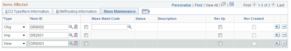 Mass Maintenance information for the ECO
