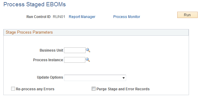 Process Staged EBOMs page
