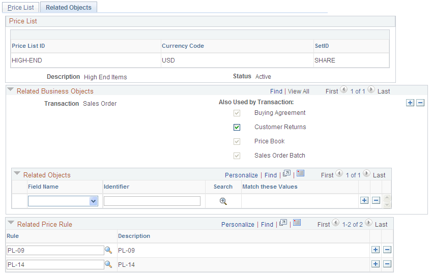 Related Objects page
