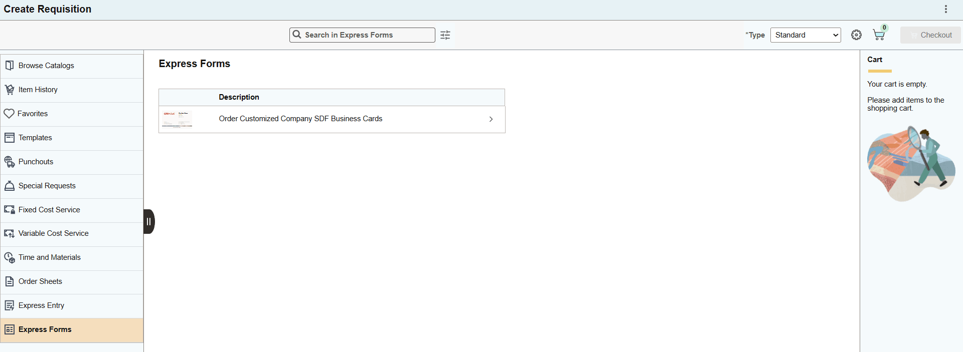 Create Requisition- Express Forms