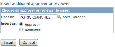 Insert additional approver or reviewer page
