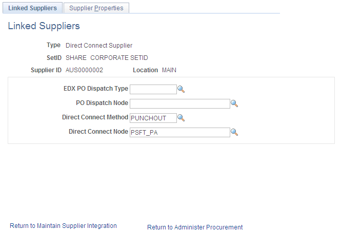 A linked supplier with the Direct Connect Supplier type is used to connect to a supplier's website.
