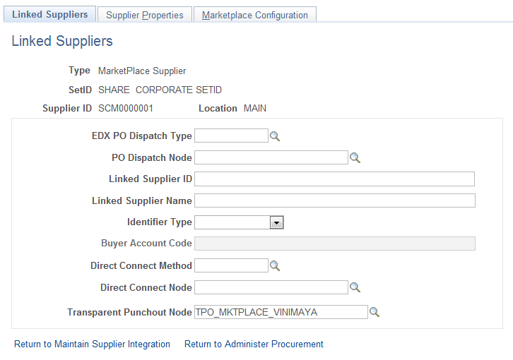 Linked Supplier Page