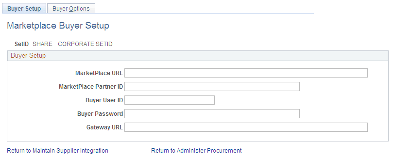Marketplace Buyer Setup page