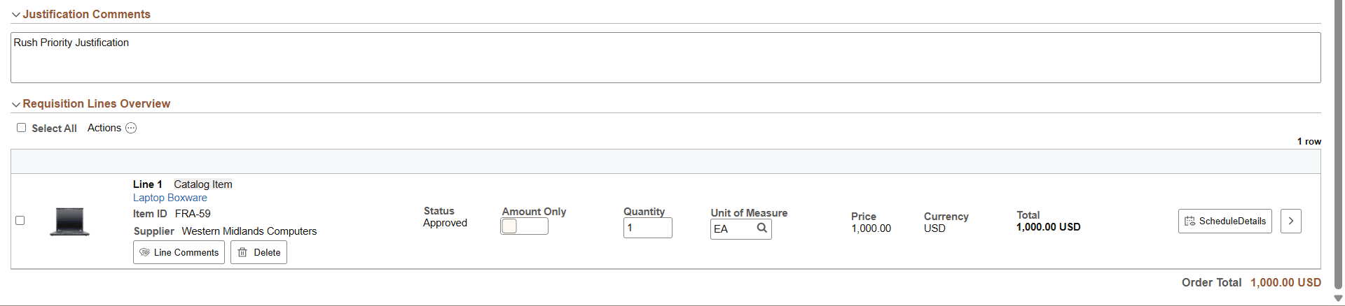 My Requisitions - Edit Requisition (2 of 2)