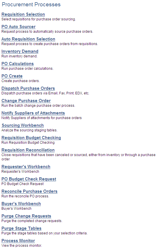Procurement Processes page