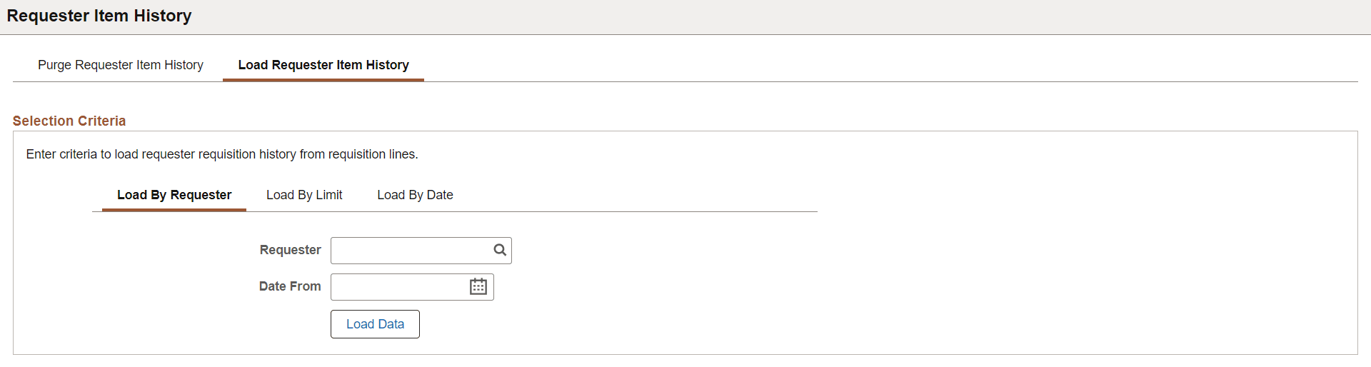 Requester Item History - Load Requester Item History