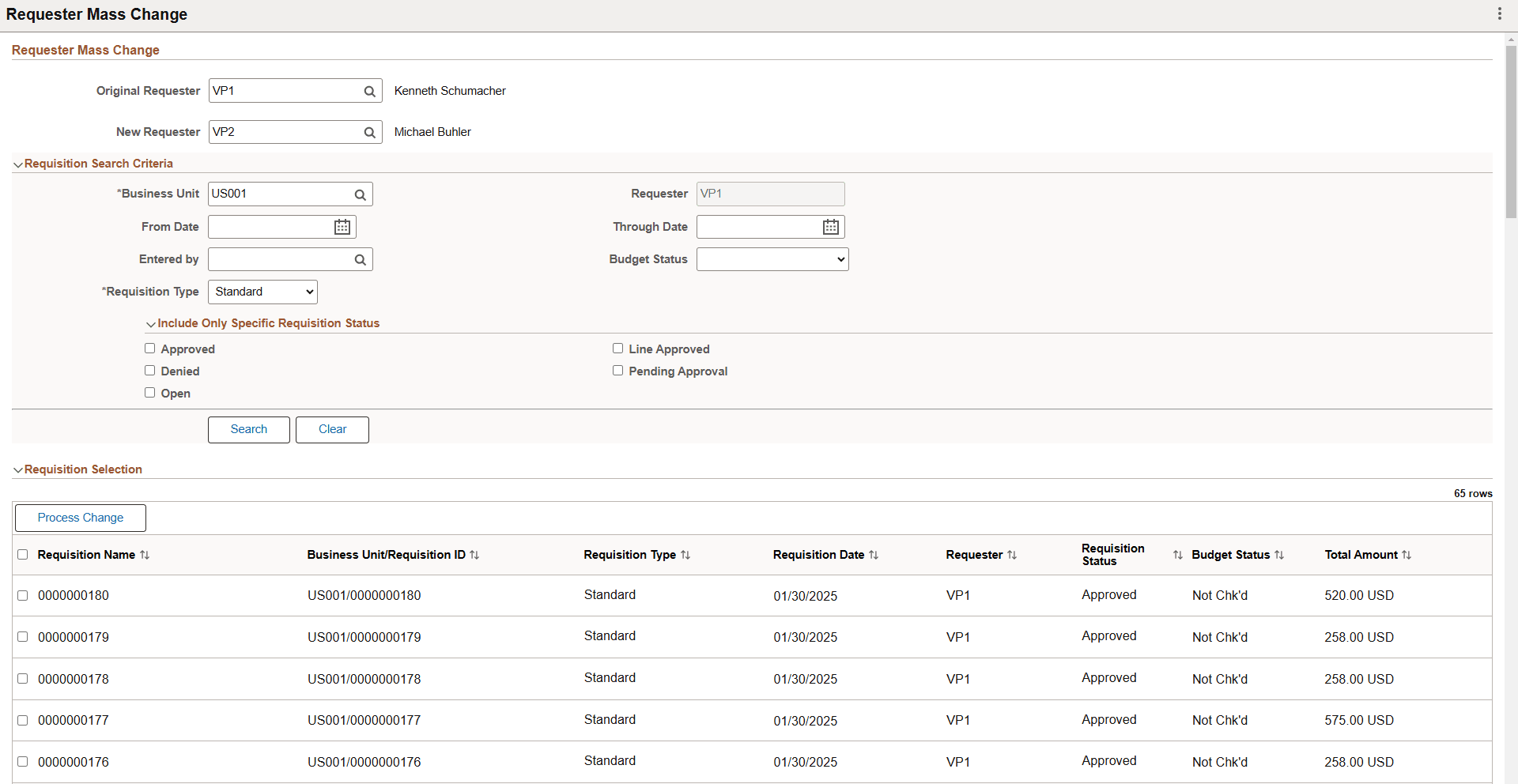 Requester Mass Change