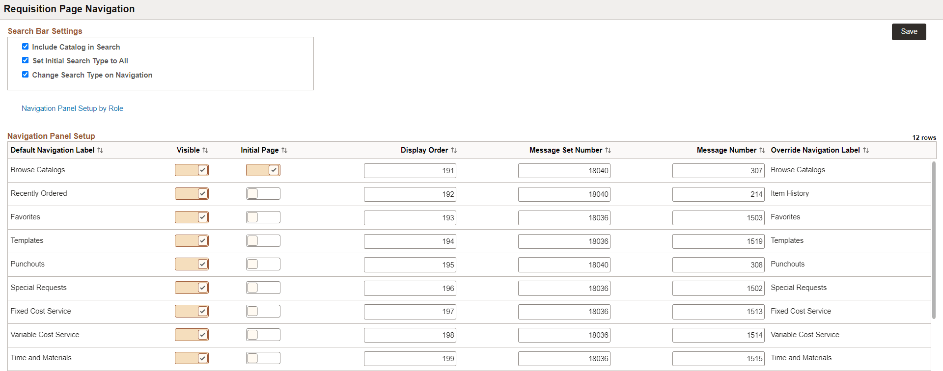 Requisition Page Navigation