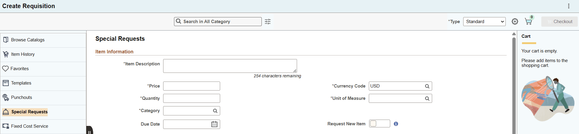 Special Request page (1 of 2)