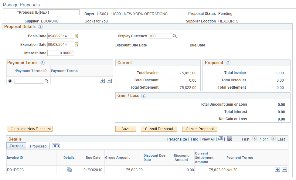 Manage Proposals page