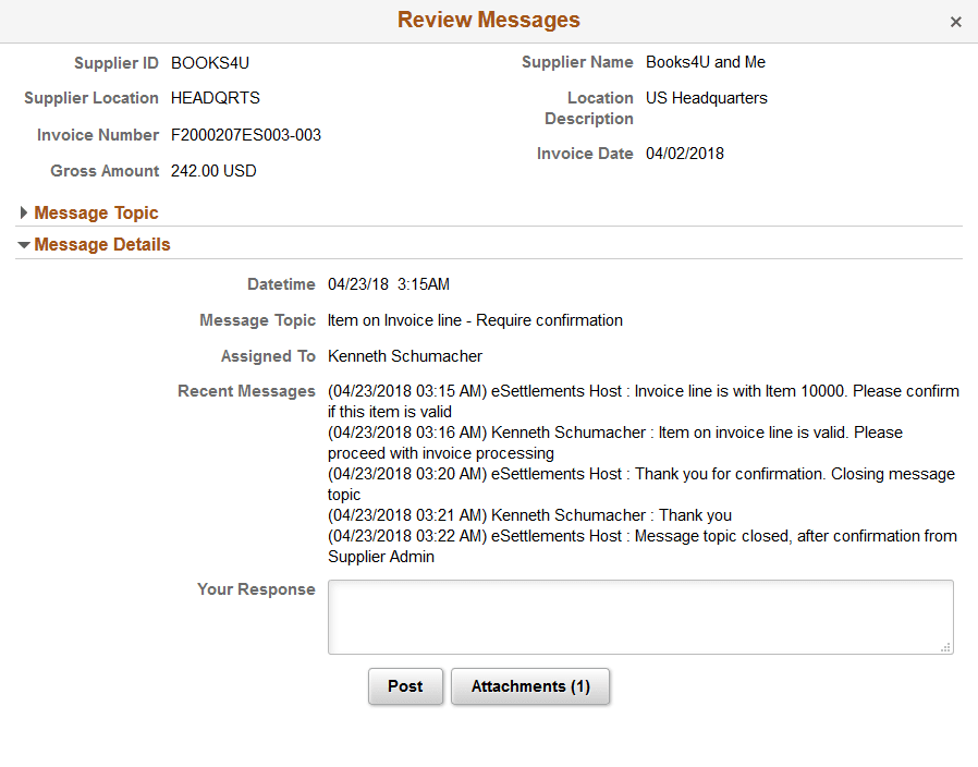 Review Messages page
