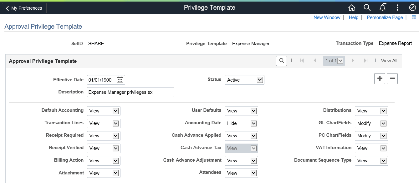Approval Privilege Template