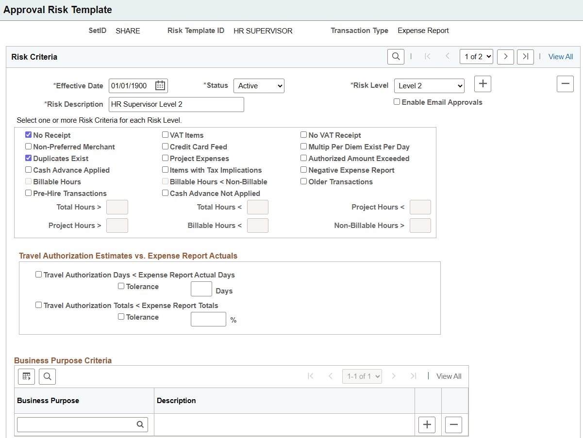 Approval Risk Template (1 of 3)