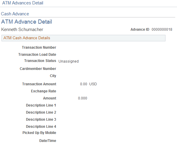 ATM Advance Detail page