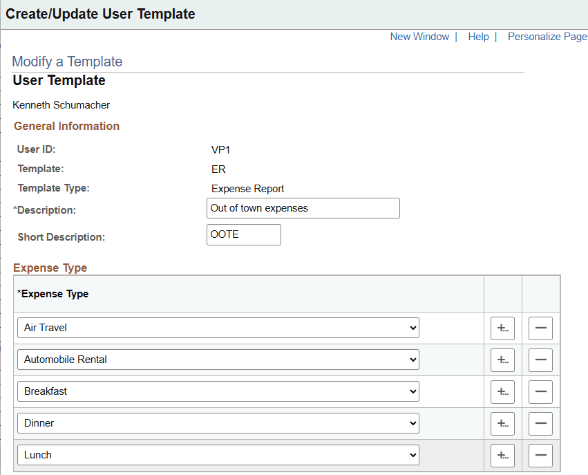 Create Update User Template