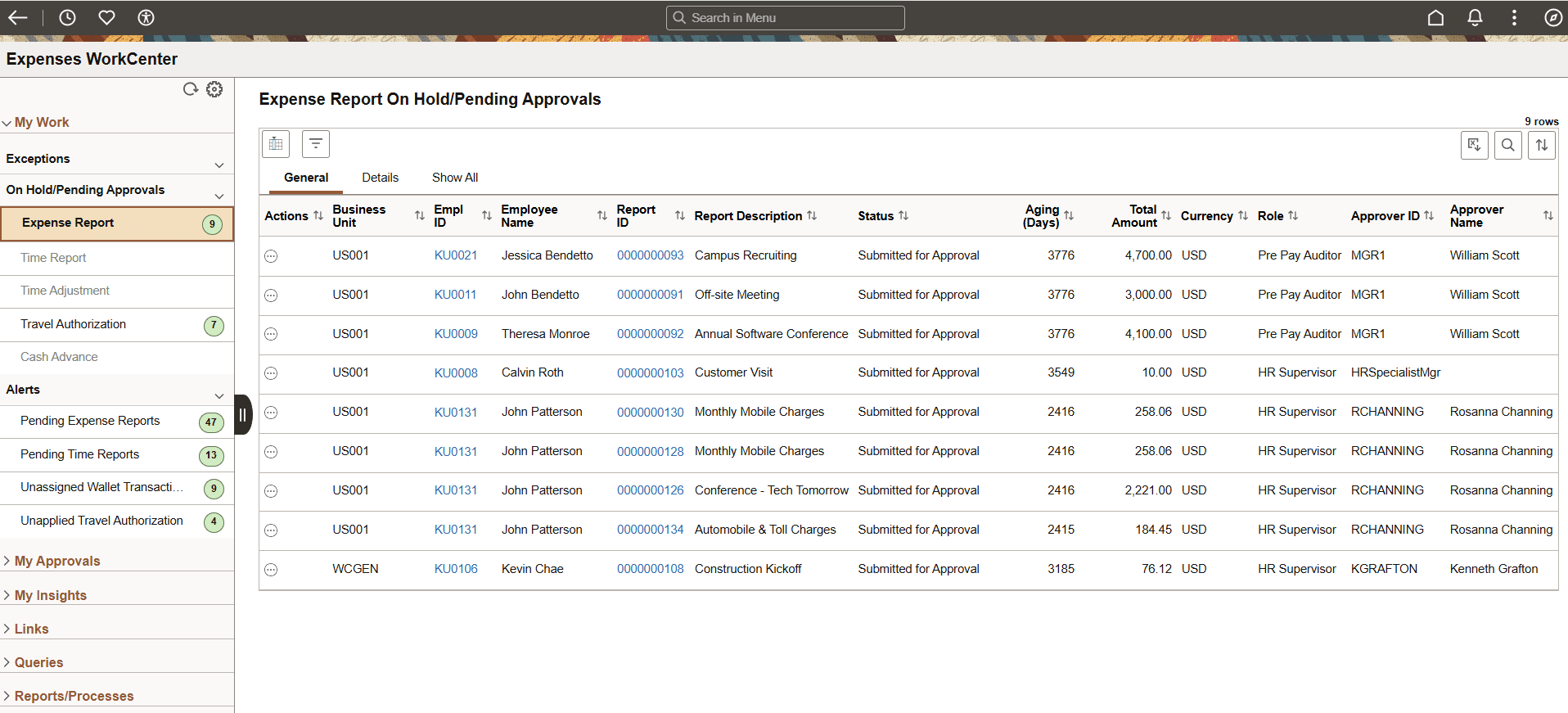 Expenses WorkCenter - My Work (Fluid)