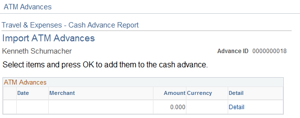 Import ATM Advances Page