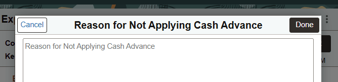 Reason for Not Applying Cash Advance