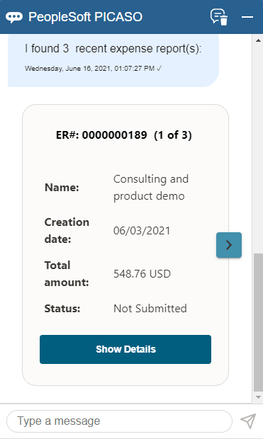 Show my Recent Expense Reports