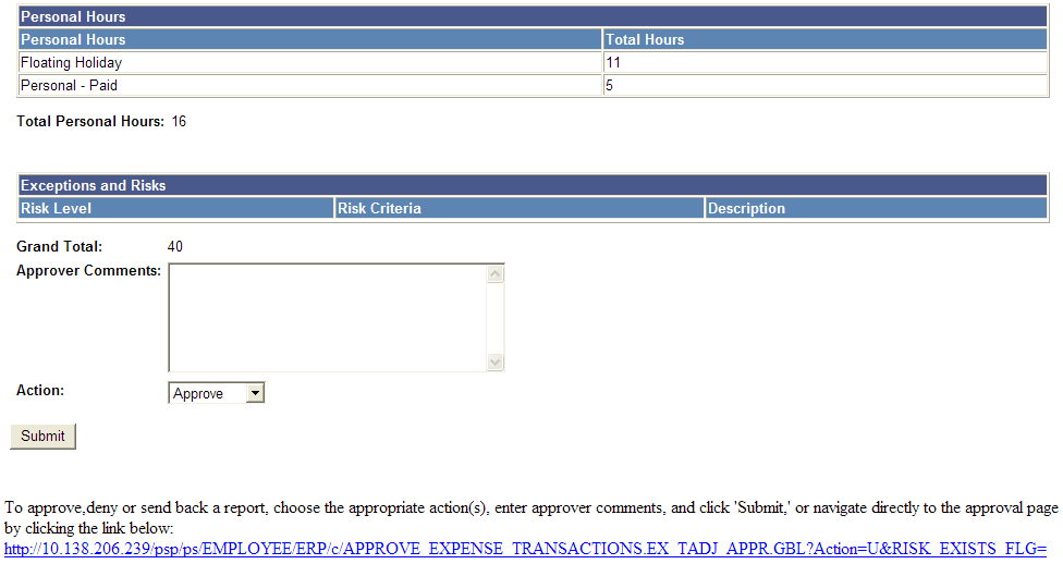 Time Adjustment Approval e-mail (2 of 2)