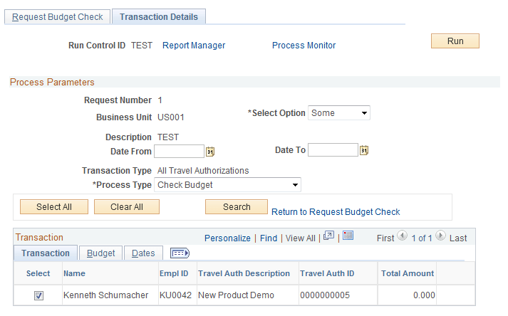 Transaction Details page
