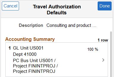 Travel Authorization Defaults (SFF)