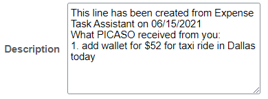 Wallet Entry page - Description