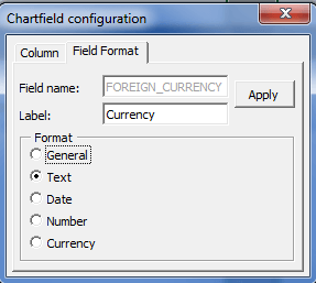 Chartfield configuration - Field Format page