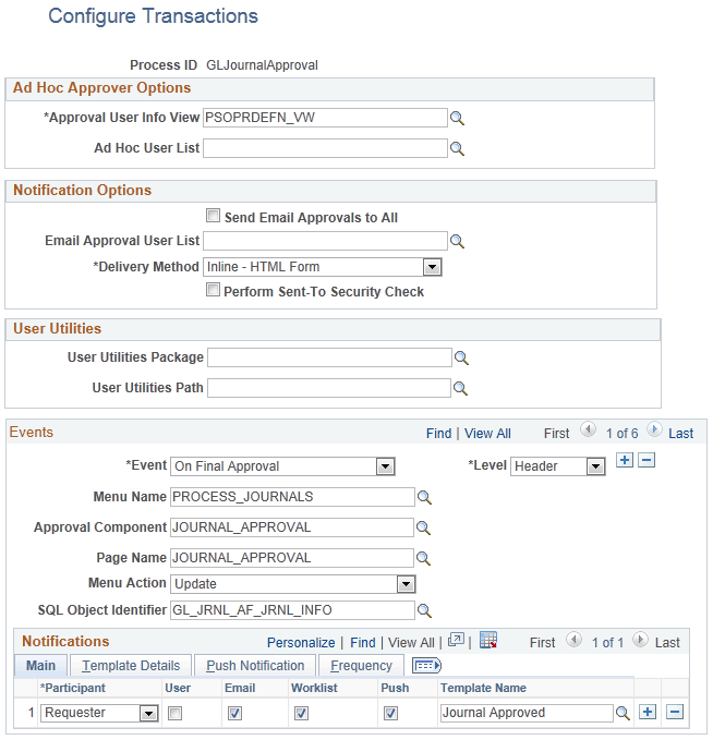 Configure Transactions page (1 of 3)